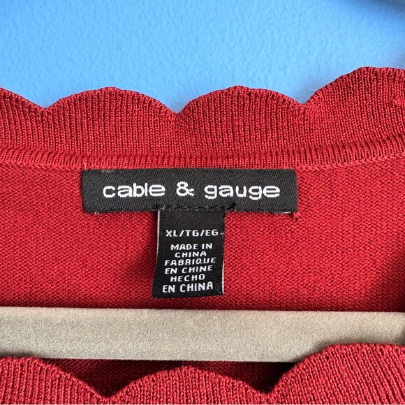 Autumn Red Sleeveless Top w/ Scalloped Collar - Women’s Size XL - Picture 3 of 4